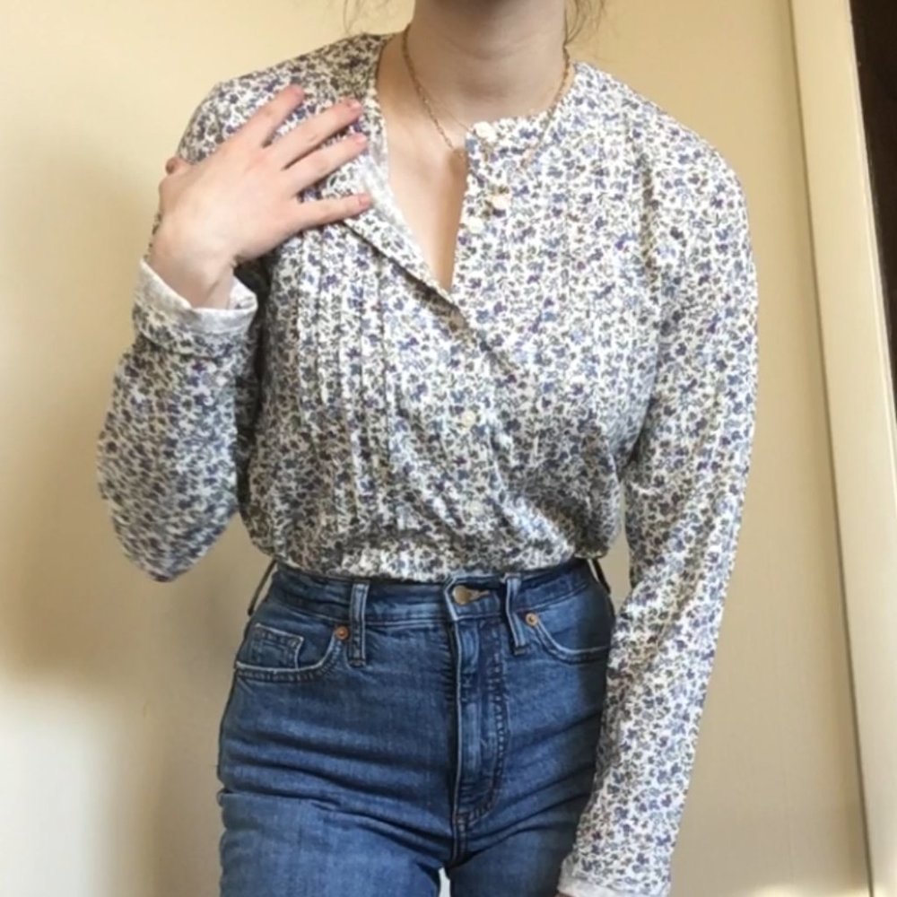 Land's End Floral Long Sleeve Button Down